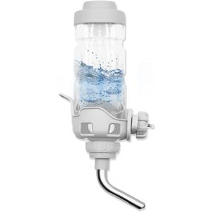 Vannon Dog Water Dispenser for Cage, 34oz Auto Feeding Crate Water Bottle for Dogs, Cats & Rabbits, Pet Nozzle Diameter: 12mm, BPA Free, Grey
