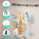 HapiRm Hanging Shower Caddy Organizer - No Drilling Shower Shelves with Hooks and Toothbrush Holder, Rustproof 304 Stainless Steel Bathroom Organizer - White