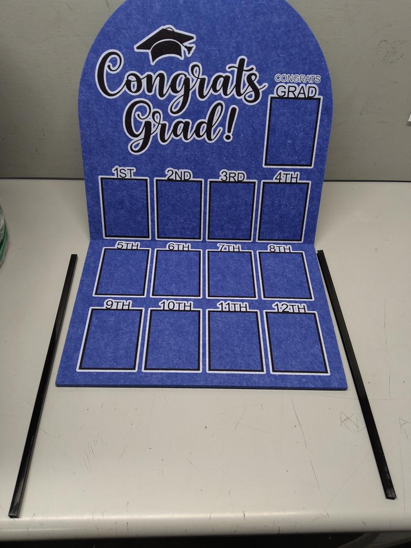 CroBlissful 27 x 16 Inch Graduation Photo Board Picture Frames Wall Decor Collage Display Blue Felt Board for 4 x 3 Inch Photo DIY Picture Holder 2026 Graduation Party Decorations