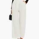 FUNYYZO Wide Leg Pants Women's High Elastic Waisted in The Back Business Work Trousers Long Straight Suit Pants White S