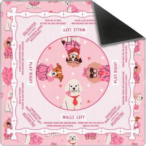Coquette Cute Pink Dog Mahjong Mat 31.5" x 31.5",Funny Coquette Dog Non-Slip Noise Reduction Mahjong Table Cover Accessories Supplies for Dominoes Poker Card Board and Tile Games Gifts, 31.5" x 31.5" x 0.1"