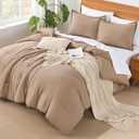 Andency Taupe King Size Comforter Set - 7 Pieces Khaki Tan Bed in a Bag King Bedding Comforter Sets, Summer Solid Soft Lightweight Comforter with Fitted Sheets, Flat Sheets, Pillowcases & Shams