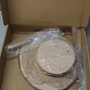 12" Acacia Wood Revolving Cake Stand, 2" High Rotating Cake Turntable, Wooden Rotating Display Stand for Cake, Cupcake Decorating Supplies