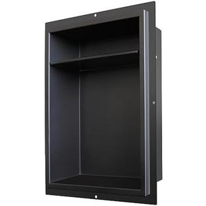 CKB Shower Niche Stainless Steel, 18 Inch x 14 Inch x 4 Inch Depth, Double-Layer Storage Shelves, Recessed Shower Shelf with Matte Black