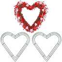 Aodaer 4 Pack 12 Inch Heart Wire Wreaths Frame Heart Metal Wreath Garland Green Wire Flower Wreath for Valentine's Day, Wedding Party, Home Ceremony Decoration