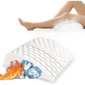 Leg Knee Pillow with Cold & Hot Therapy - Ultra Soft 100% Natural Skin Touch - Ice Cooling Heating Knee Wedge Pillow Blood Circulation for Sciatica, Joints, Nerves & Muscles, After Surgery, Injuries