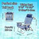 Aluminum Backpack Low Profile Beach Chair - 5-Position Lay Flat Reclining Folding Chair with Removable Cooler Bag - Heavy Duty 330 lbs Capacity, Lightweight Portable Sand Seat(1, Stripe Blue), Oversized