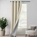 LCOOMZEN 3-in-1 Blackout Curtains Soundproof Noise Reduction Curtains Beige Thermal Insulated Drapes for Winter Elegant Privacy Grommet Curtains for Living Room Bedroom (1 Panel, Beige, 50" x 108")