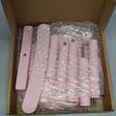 Bucherry 1 Pack Baby Clothes Display Stand Wooden Baby Shower Centerpiece Adjustable Height Circle Shaped Dress Hanger Doll Dress Outfit Stand Rack Hand Assembled Hangers Display Set (Pink Color)