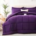 DOWNCOOL Full Size Comforter Sets, 7Pcs Full Size Bedding Sets Dark Purple, All Season Down Alternative Bedding Comforter Sets with Comforter, Flat Sheet, Fitted Sheet, 2 Pillow Shams & 2 Pillowcases