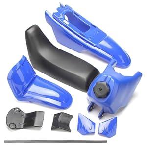 SUNQIAO PW50 Plastic Kit, Fender Body Seat Gas Tank for Yamaha PW50 PY50 PeeWee 50 Kid Bikes (Blue)
