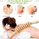 2 x Wooden Curved Massage Stick, 9 Rotatable Roller Wood Therapy Massager, Myofascial Fascia Relief Lymphatic Drainage Tool for Cellulite Reduction, Muscle Tension Relief for Belly Legs Thighs