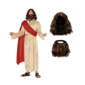 Morph Jesus Costume For Men Plus Wig And Beard - Jesus Christ Halloween Robe Outfit M