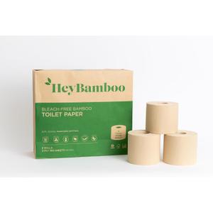Natural Brown Bamboo Toilet Paper 3-Ply, 36 Rolls (4 Packs of 9) 360 Sheets/Roll (4 Packs, 36 Total Rolls), Soft & Strong, Tree-Free, Plastic-Free, Septic Safe, Non-Toxic, FSC Certified