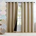 Brown Linen Full Blackout Curtains for Bedroom Thermal Insulated Energy Saving Window Panels Farmhouse Burlap Texture Drapes for Living Room 2 Panels Set Grommet Top 52"x 84"x2