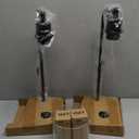 Set of 2 Industrial Table Lamps with USB C+A Ports and Outlet, Fully Stepless Dimmable Bedside Lamps for Bedrooms, Nightstand Desk Lamp with Glass Shade for Reading Living Room Office (Bulbs Included)