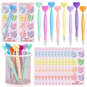 Gueevin 50 Sets Christian Valentine Gifts Bulk Heart Shaped Ballpoint Pens with Bible Inspiring Words Bookmarks for Valentines Church Sunday School Women Men Employee Office Gifts
