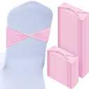 Kinlop 150 Pcs Spandex Chair Sashes Bows Stretch Chair Cover Bands Elastic Ties Bands Slider Sashes Without Buckle Decorations for Wedding Party Events Ceremony Birthday(Pink)