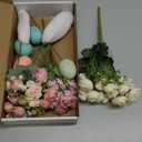 Suncalla 9 Pcs Easter Flowers Easter Eggs Picks with Bunny Ears and Spring Flowers Bouquet 13.8 in Floral Branches Filler Vase Picks and Sprays Stems Table Centerpiece for Home Arrangement Party Decor