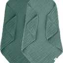SWEET DOLPHIN Muslin Baby Bath Towels Blanket - 2 Pack 100% Cotton Towel for Babies, Infants, Toddlers - 40x40Inch - Highly Absorbent, Deep Emerald