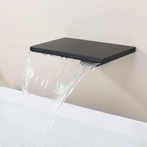 Waterfall Tub Spout Black Tub Spout for Bathtub Faucet SUS304 Stainless Steel Bathroom Tub Faucet Replacement High Flow Shower Spout Matte Black Wall Mount, TS3-BK