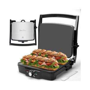 Baker's Friend Panini Press Electric Griddle, Panini Grill Press Sandwich Maker Press, Grilled Cheese Maker, Sandwichera Electrical, Browning Control, Non Stick Surfaces, 4-Slices, Stainless Steel