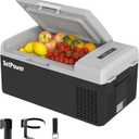 Setpower FC15 Portable 12v Refrigerator, -4-68 Fast Cooling Car Refrigerator, 15L/15.8Qt Car Fridge Portable Freezer with 12/24V DC & 110/240V AC, Electric Cooler (Black&Grey, 15L With AC Adapter) (16QT)