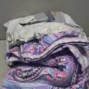 NEWLAKE Cotton Bedspread Quilt Sets-Reversible Patchwork Coverlet Set, European Purple Floral Pattern, California King Size