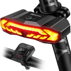WSDCAM Smart Bike Light with Turn Signals, Brake Light, and Alarm Horn - Auto ON/Off Rechargeable Waterproof Rear Bicycle Tail Light with Remote WSDCAM Smart Bike Light with Turn Signals, Brake Light, and Alarm Horn - Auto ON/Off Rechargeable Waterproof Rear Bicycle Tail Light with Remote