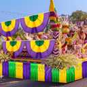 Ceenna 16 Pcs Mardi Gras Parade Float Decorations with 4 Pcs Mardi Gras Table Skirts 4 Pcs Mardi Gras Bunting Flag 4 Pcs Mardi Gras Tinsel Garland 4 Pcs Fringe Banner for New Orleans Carnival Supplies