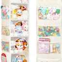 AXHOP Stuffed Animal Storage, 63.8" Toy Storage Organizer, 5 Shelves & 8 Side Pockets, Space-Saving Corner Solutions for a Kids' Bedroom, Playroom Beige