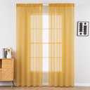 MIULEE 2 Panels Solid Color Sheer Window Curtains Elegant Window Voile Fall Panels/Drapes/Treatment for Bedroom Living Room (54X90 Inches Gold) 