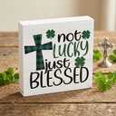 St Patricks Day Shamrock Desk Decor Irish Blessing St Patricks Day Decorations Shamrock Green Tiered Trays Decor for Home Farmhouse Kitchen Bedroom Office 5 X 5 Inch
