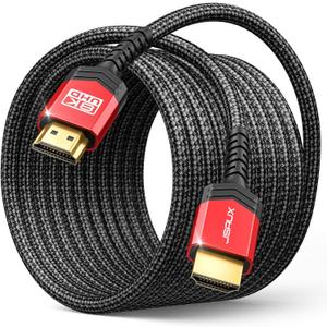 JSAUX Long HDMI Cable 15FT, HDMI 2.1 8K&4K Ultra High Speed Cord 48Gbps(8K@60Hz 7680x4320, 4K@120Hz) eARC HDR10 HDCP 2.2 & 2.3 3D, Compatible for PS5/PS4/X-Box/Roku TV/HDTV/Blu-ray/LG/Samsung QLED (Red)