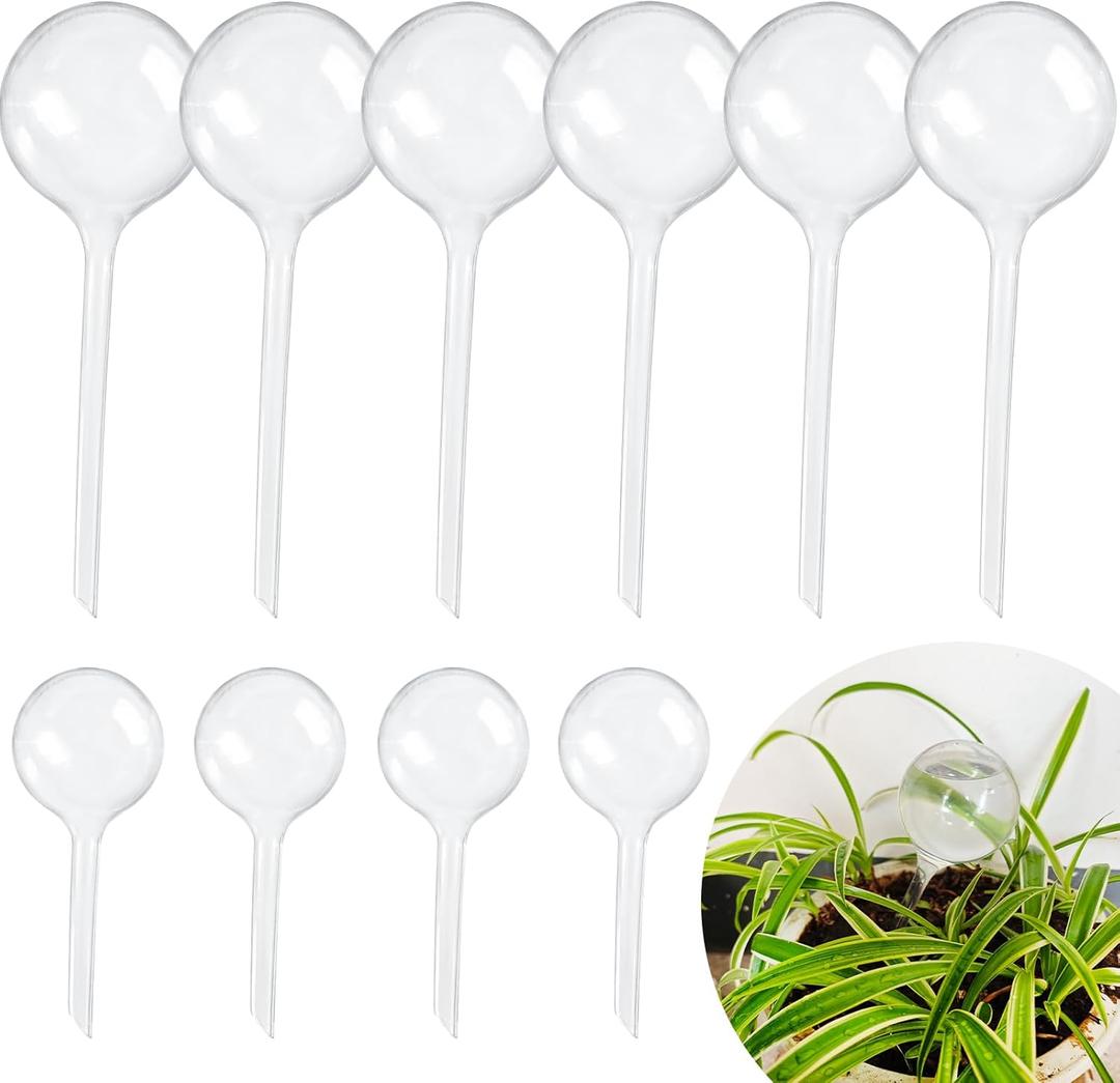 10 Pcs Plant Watering Cans,Plant Watering Globes,Plant Self-Watering Bulbs,Plastic Plant Automatic Water Devices for Indoor Outdoor Potter Plants (Clear-6Large4Small)
