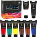GOTIDEAL Craft Acrylic Paint Set,8 Primary Colors(120ml,4 oz) Rich Pigments Non-Toxic Washable, Professional Paint for Pouring on Canvas, Rocks, Ceramic, Fabric, Leather, Ideal for Artist, Adults