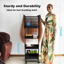 Braiding Hair Rack with 196 Pegs, Hair Extension Holder with 4 Tiers Storage Cart, Classical Black Braiding Rack Stand for Hair Braider, Sturdy Hair Rack for Salon, Home, Braiding School