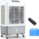 Large Windowless Portable Air Conditioner, 3 in 1 Evaporative Swamp Cooler with Remote, Hoseless Ventless Fan Ac Unit, 7H Timer, 8 Gal Water Tank, 4 Ice Box for Garage, Bedroom Home Outdoor (Grey)