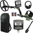 Professional Metal Detector for Adults,12" IP68 Waterproof Search Coil with LCD Backlight,5 Modes Gold Detector,Advanced DSP Chip&High Accuracy System for Beach/Gold Hunting (Black&Green)