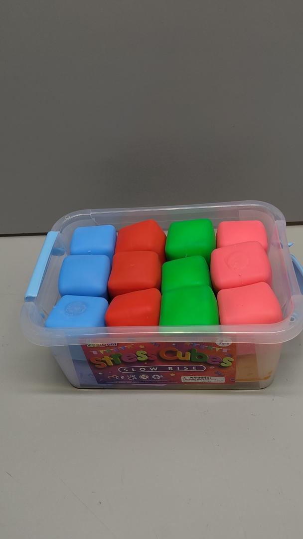 24 Pack Slow Rising Stress Cube, Large Size Dough Stress Balls Fidget Toys for Stress Relief, Pull Stretch Fidgets for Classroom Prize Box Toys, Classroom Reward for Student