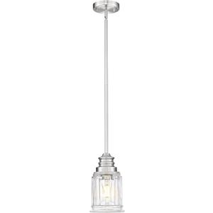 HWH Pendant Light Kitchen Island, Bell-Shaped Fluted Clear Glass Pendant Light, Pendant Lighting Height Adjustable for Dining Room, Brushed Nickel, 5HZG106MIL-L BN