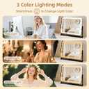 Vanity Mirror with Lights 22"x17", Lighted Makeup Mirror with 10X Magnification, 3 Color Dimmble Lights, Touch Control, 360° Rotation, Metal Frame, Women's Gift, For Bedroom/Dressing Room, Black