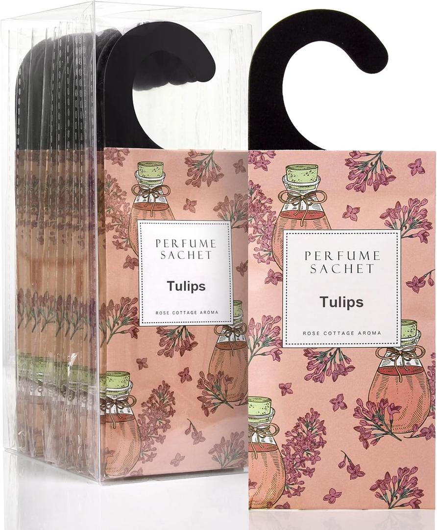 Large 12 Packs Tulips Hanging Closet Deodorizer Air Freshener Long Lasting Scented Sachets Smell Goods for House