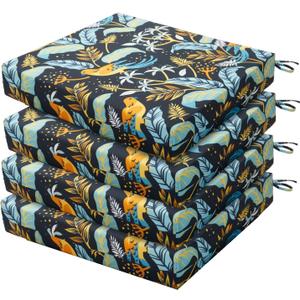 HARBOREST Outdoor Chair Cushions Set of 4, Water Resistant Patio Chair Cushions with Ties, Square Corner Outdoor Seat Cushions for Patio Furniture, 18.5"x16"x3", Philomel (18.5"x16"x3" (4 Pack))