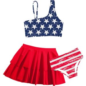 RAISEVERN Girls Swimsuit 3 Piece Bathing Suits Cute Quick Dry Bikini Tankini Sets with Cover Ups Beach Skirt for 5T