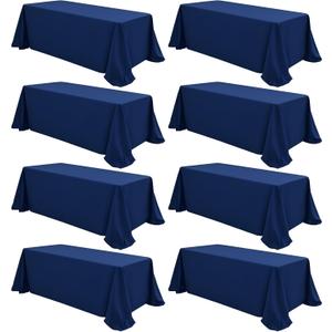 8 Pack Polyester Tablecloths,90 x 156 Inch Navy Blue Rectangle Table Cloth for 8 Foot Tables,Stain and Wrinkle Resistant Washable Fabric Table Cover for Wedding Banquet Restaurant Party (8 Pack 90 x 156 inch)