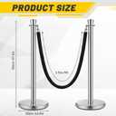 Wesiti 6 Pcs Stainless Steel Stanchion Post Queue with Crown Top 5 ft and 3 Pcs Velvet Rope and Poles Crowd Control Barriers Sand Injection Hollow Base and Velvet Ropes Set for Party (Silver, Black)