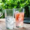 Le'raze Set of 16 Heavy Base Ribbed Durable Clear Drinking Glass Cups, 16 Piece Set
