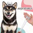 2 Pcs Dog Crown Headband Dog Tutu Dress Set Crystal Rhinestone Tiara Crown Tutu Skirt Pet Dress Costume for Puppy Birthday Party Wedding Photo Prop Costume(X-Large,Rose Red, White)