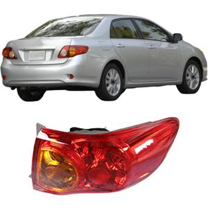 Silscvtt Passenger Side Outer Rear Brake Tail Light Assembly Replacement for Toyota Corolla 2009 2010 Red Lens Right Tail Lamp 8155002460 TO2801175